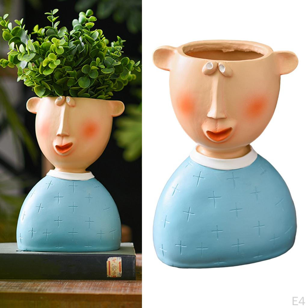 Human Pot Pots Boy Bust Planter Vase Statue Arrangement, Planting Flower