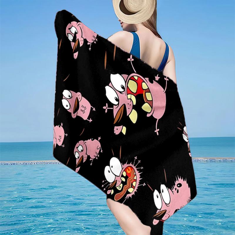Pink dog In The Garden Beach Towel, Super Soft Microfiber, Gift for Her/Him, Birthday, for Pool, Beach, Travel, Home Decor Fan gifts