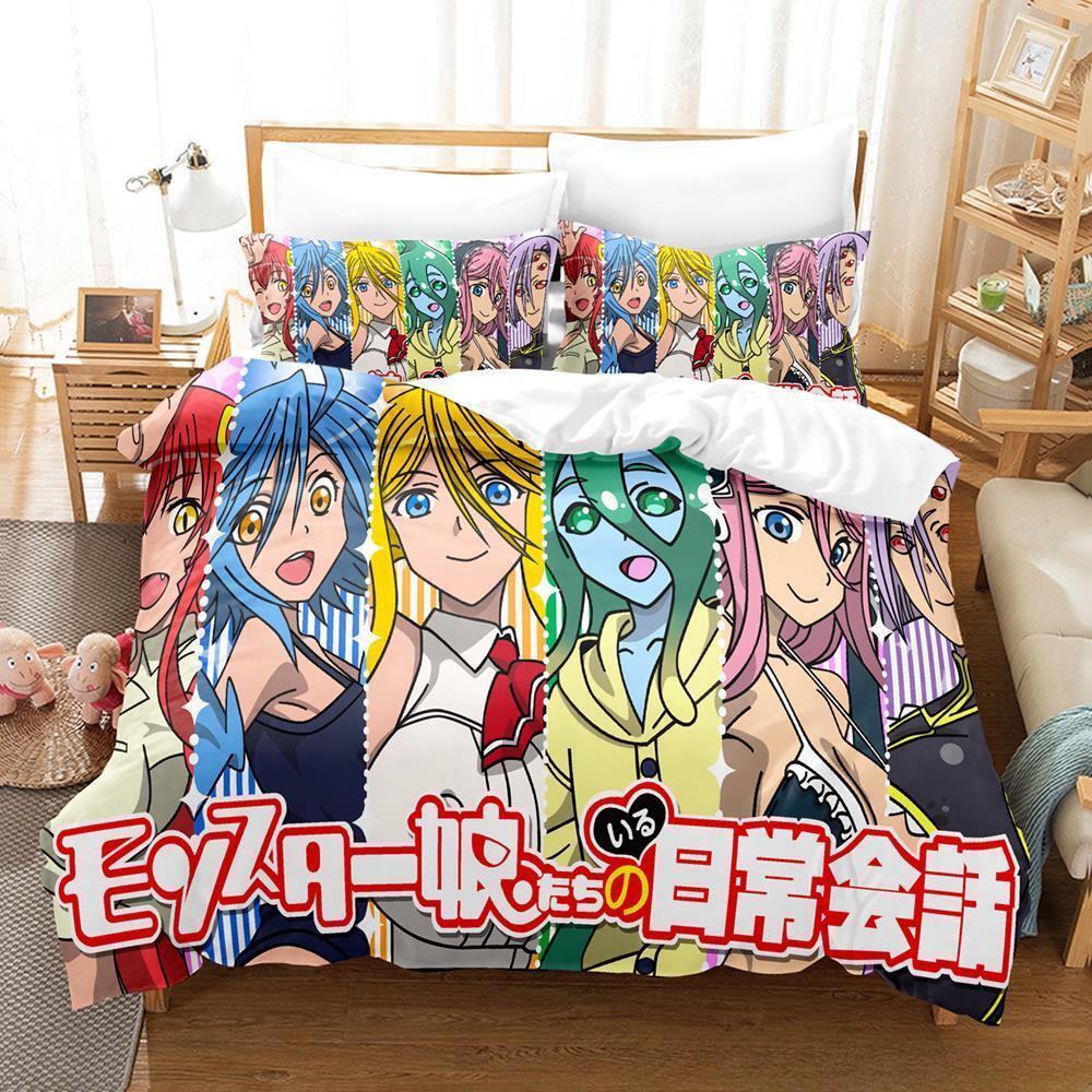 

Comforter New Monster Musume: Everyday Life With Monster Girls Bedding Set Cartoon Anime 2/3 Piece Set Adult Kid Bedroom S Comforter (quilt)-EU Single(135*200cm)3pcs