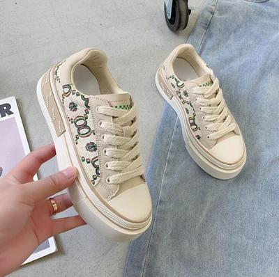 2024 Fashion Women Printed Shoes Casual Female Anti-Slip Vulcanize Platform Sneakers Ladies Summer Platform Walking Flats