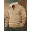 New Sweater Retro Splicing Embroidered Semi-open Placket Men's Long-sleeved Sweater