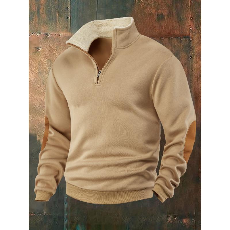 New Sweater Retro Splicing Embroidered Semi-open Placket Men's Long-sleeved Sweater