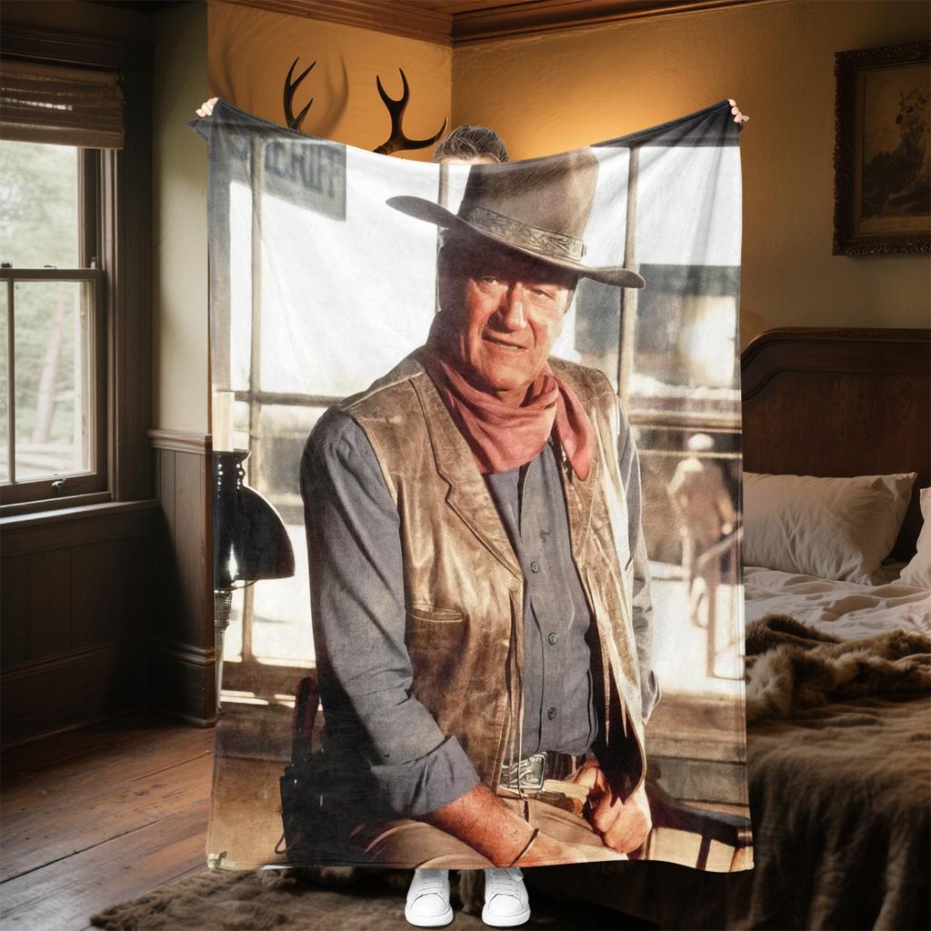 1pc Hollywood movie star John Wayne blanket, al season lightweigh Poster blanket home office outdoor nap multifunc Poster blanketional blanket