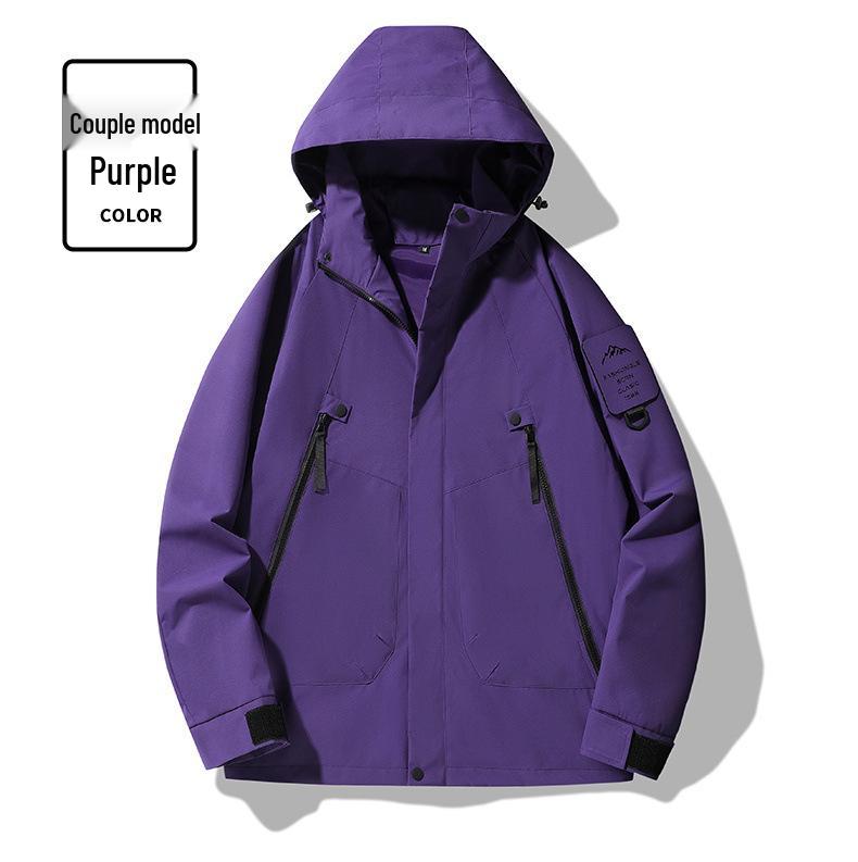 

2518 Легкая ветровка для пары: Мужская и женская водонепроницаемая куртка на весну/осень L фиолетовый