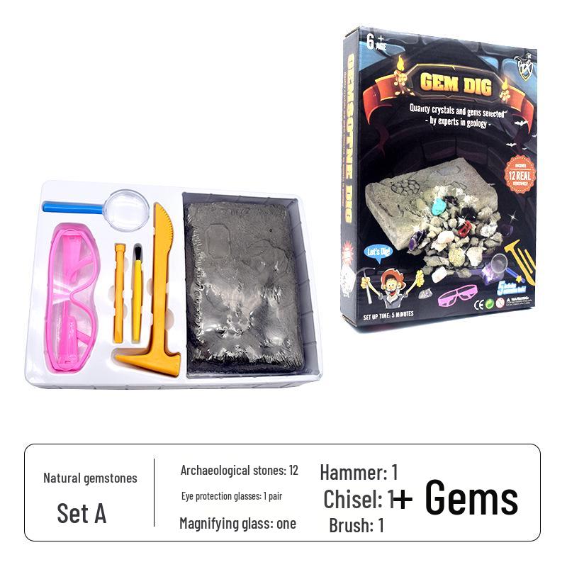 Dinosaur Fossil & Gem Excavation DIY Kit – Educational Archaeological Toy for Kids