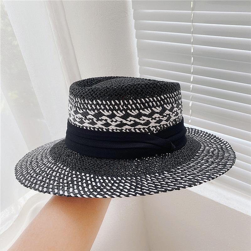 Summer vacation visor sun protection beach hat ins British retro Internet celebrity flat top hat men and women