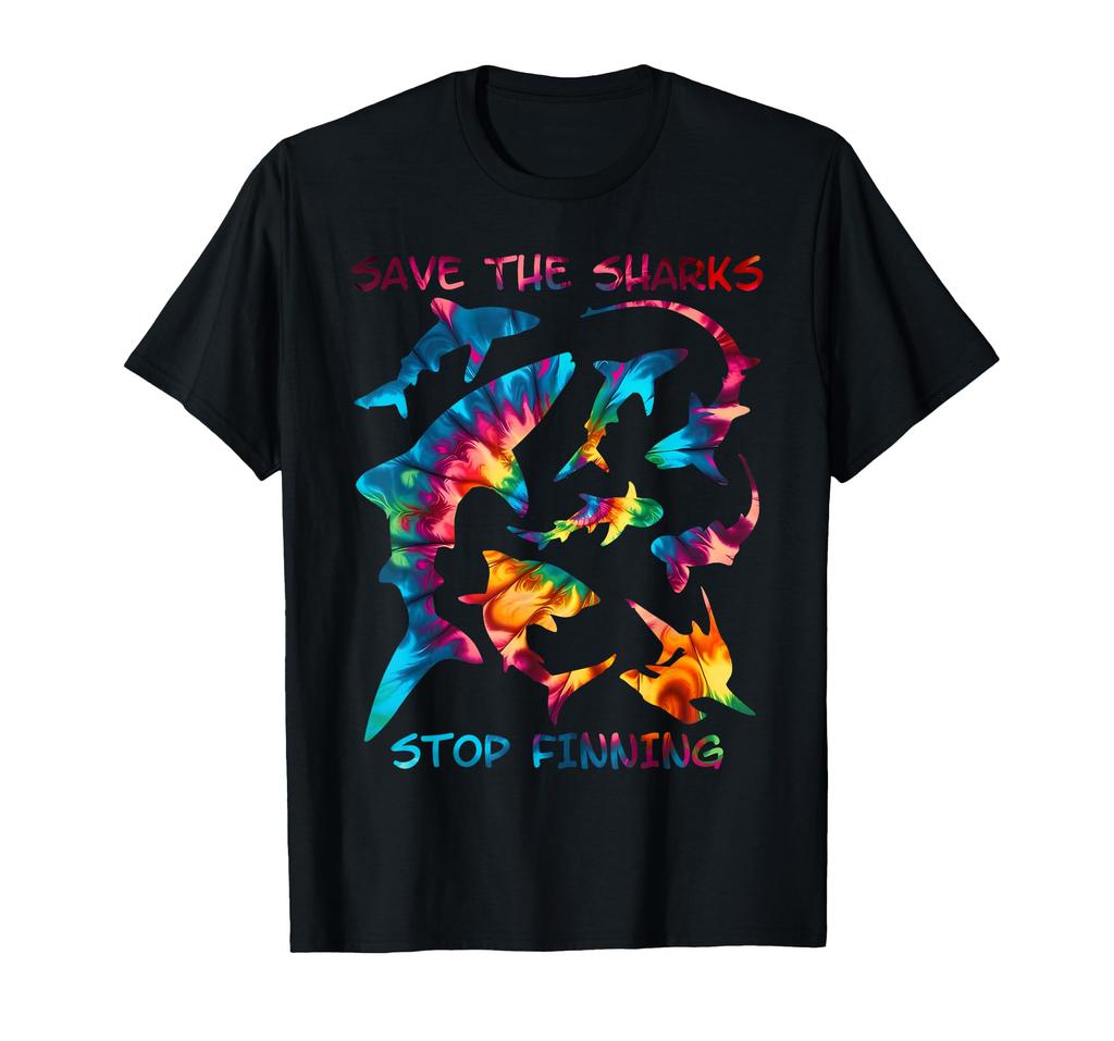 Stop Finning Whale Shark Hammerhead Shark Types Tie Dye T-Shirt