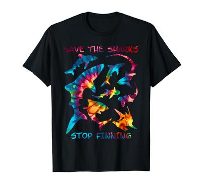 Stop Finning Whale Shark Hammerhead Shark Types Tie Dye T-Shirt