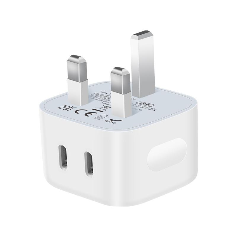 Hot Selling Pd20w Charger Suitable for Samsung Apple 15 Charger 20w British Standard Dual C Port Plug Fast Charging