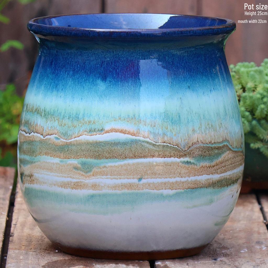 Large Handmade Ceramic Pottery Planter for Courtyard Landscaping - Ideal for Tall Orchids and Bougainvillea