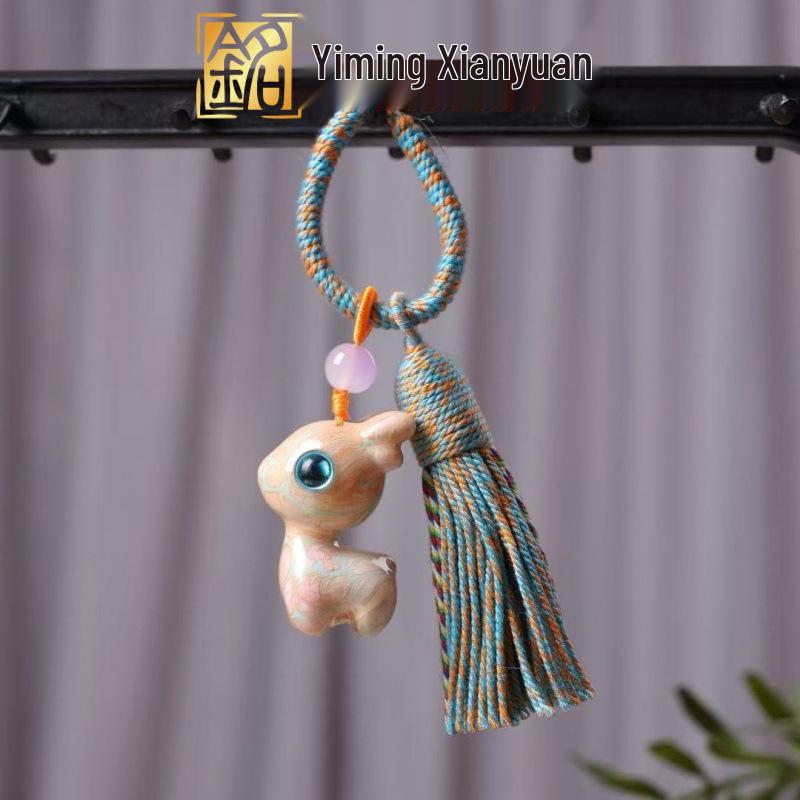 Red Sandalwood Deer Tassel Phone Chain & Keychain Pendant
