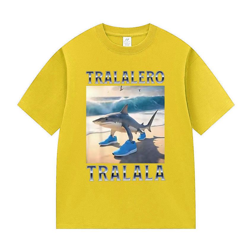 Tralalero Tralala T-shirts Graphiques Meme Requin Drôle Mode Unisexe T-shirt à Imprimé Oversize Unisexe Décontracté T-shirt en Coton Haute Qualité