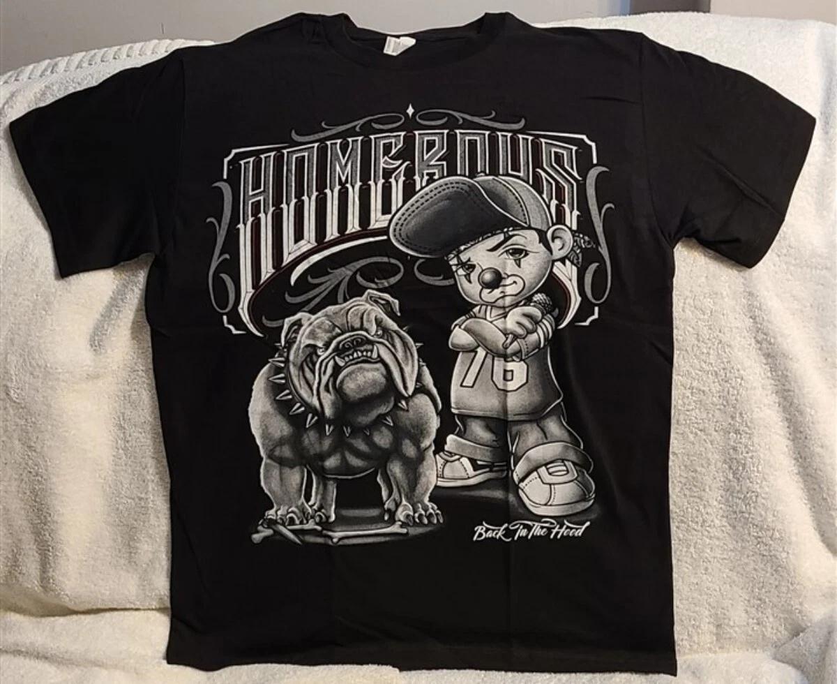 HOMEBOYS BACK IN THE HOOD BULLDOG DOG BONE SPIKED COLLAR T-shirt S