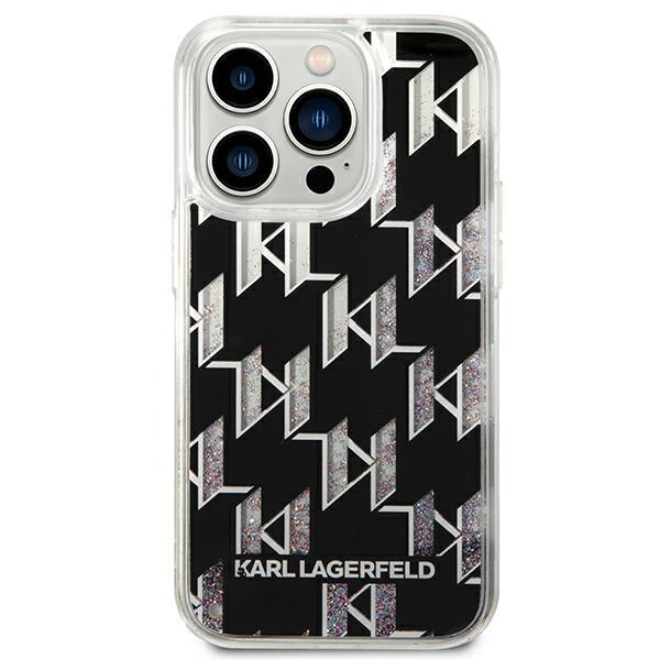 Etui do iPhone 14 Pro Karl Lagerfeld Liquid Glitter Monogram Czarne