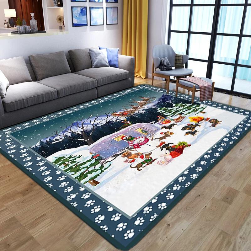 Cartoon Snowman Carpet Merry Christmas Area Rug For Living Room Bedroom Bedside Decor Home Entrance Door Mat Anti-slip Floor Mat