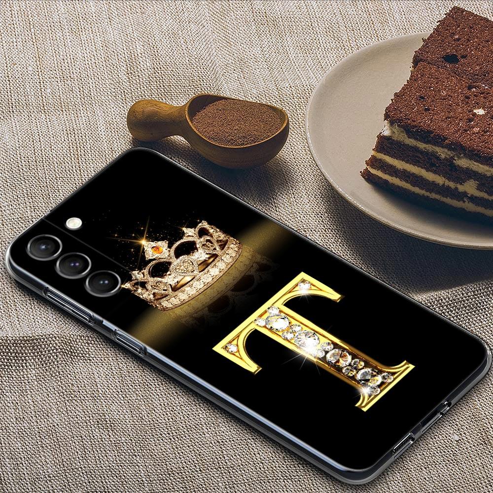 Diamond Crown First Initials Letter N Clear Samsung S24 Ultra Case For Galaxy S21 S20 FE S22 Ultra S23 S24 Plus Cases Soft Cover