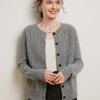 Women's Slimming Cable Knit Cashmere Cardigan - Long Sleeve, Warm, Round Neck, Single-Breasted