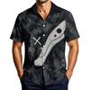 Men's Casual Short Sleeve Halloween Print Button Down Shirt