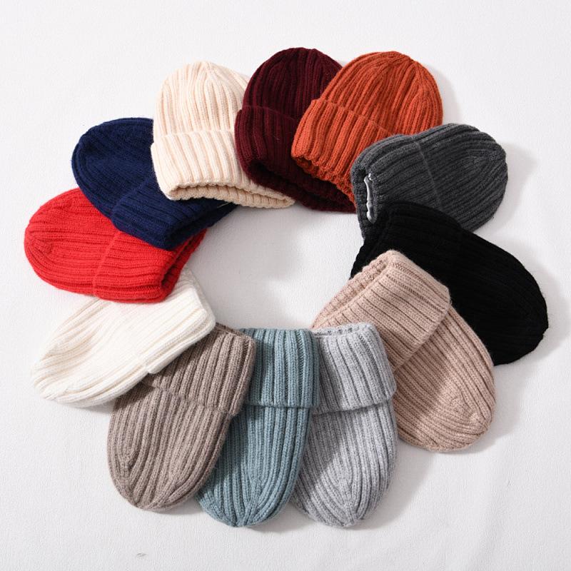 Versatile series adult rabbit velvet knitted hat solid color lined outdoor satin lining wool hat source