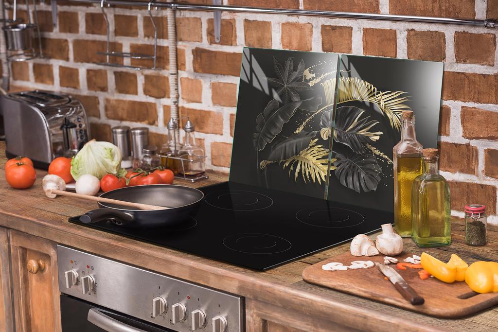 Glass protective plate for stove 2x45x52 Leaf