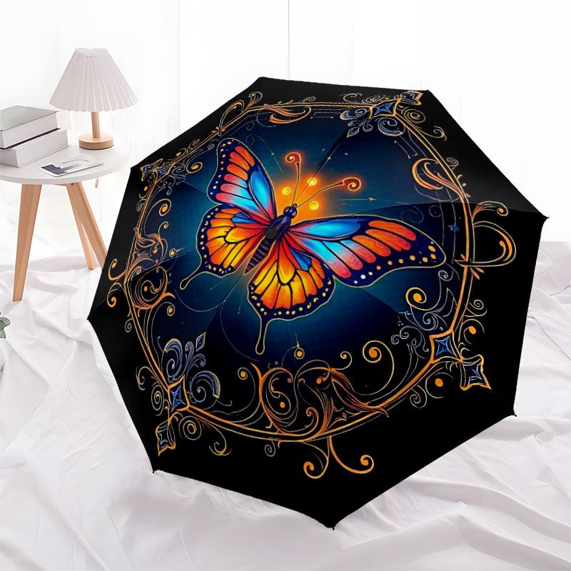 1pc Butterfly Mandala Automatic Umbrella - Automatic Opening And Closing, Sturdy Iron Frame, Formal Occasions Yy251018150