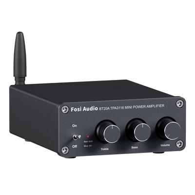 Fosi Audio BT20A Ενισχυτής Ισχύος Bluetooth 5.0, Στερεοφωνικός Ενισχυτής Ήχου 2.0CH, Δέκτης TPA3116 100W2, Μίνι Hi-Fi Κλάσης D 2 Καναλιών με Μπάσα και Υψηλά