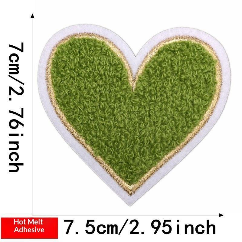 Fluffy Soft Embroidery Heart Iron On Patches Multi Color Towel for DIY Apparel Jeans Bag Repair Handmade Decoration