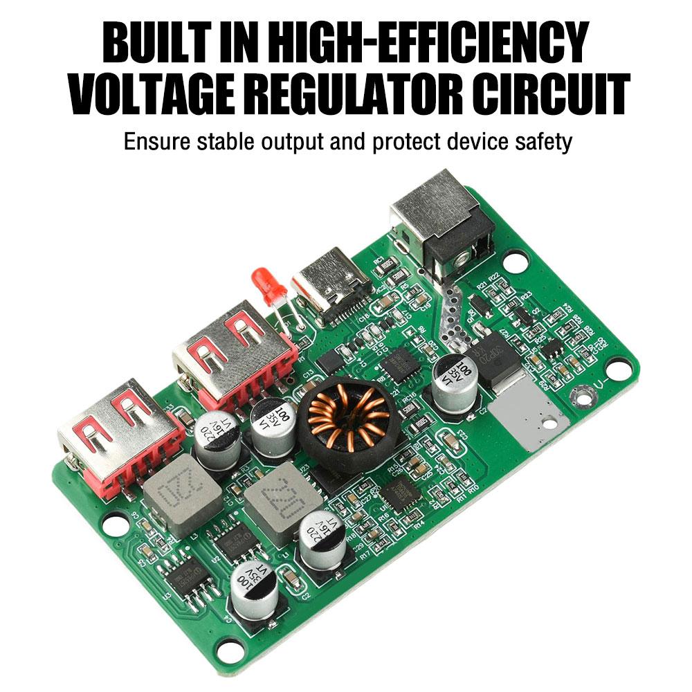 PD100W Solar Voltage Regulator, Dual USB + Type-C Fast Charging Module, DIY Voltage Regulator Junction Box