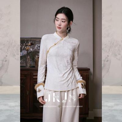 JK&JS Qianrouyu New Chinese Style Embroidered Knitted Top