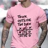 Retro Men's T-Shirt Think Outside The Box Print Short Sleeve T-Shirt Summer Casual Tees Top Loose Oversized T-Shirt for Men