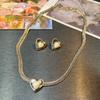 Sweet and Cool Wind Love, Trendy Design Sense Versatile Cold Wind Necklace Earrings