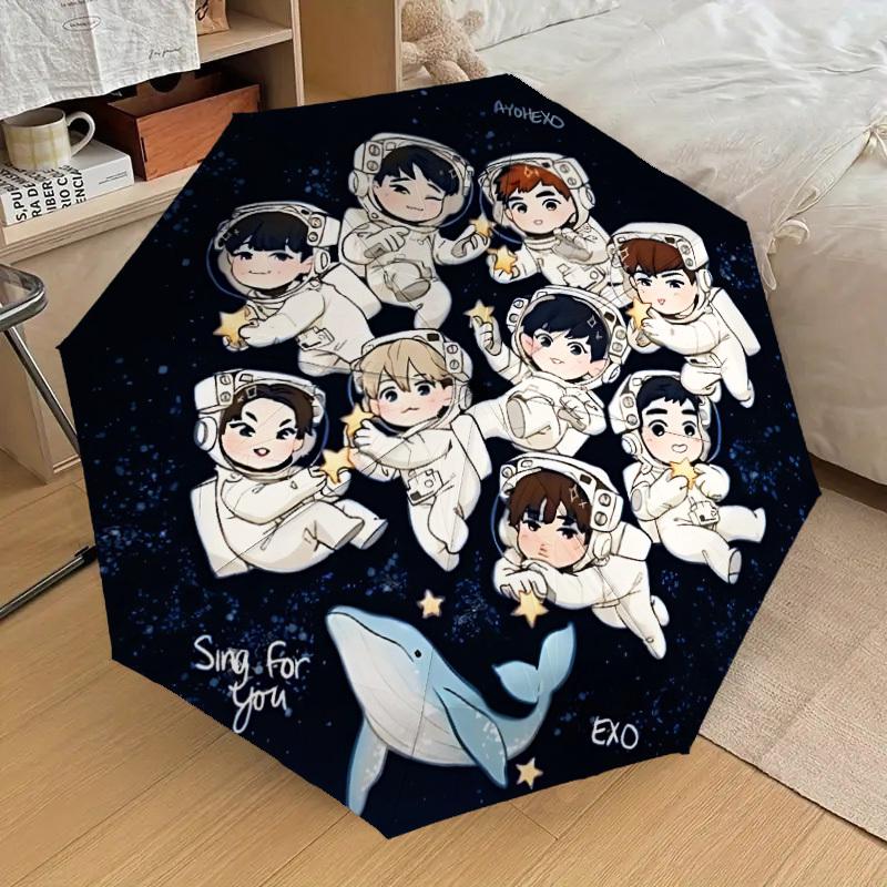 1pc EXO Automatic Folding Umbrella - Compact 8-Rib Design, Durable Plastic & Iron, Lightweight for Outdoor Daily Use,  a0929185