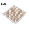 Breathable Office Chair Mat Cotton Linen Pad with Ties, Square Summer Seat Lace Decorative Trim, 15.75" x Washable for Dining Rattan