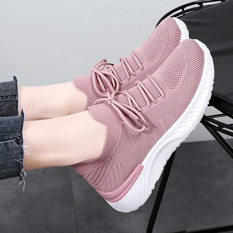 Breathable Mesh Women Running Shoes Lightweight Casual Sports Shoes Knitted Flats Walking Socks Shoes