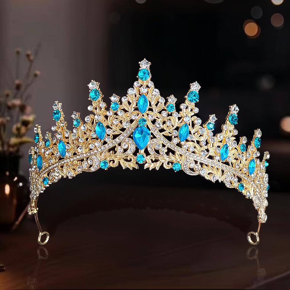 Bride Crown Wedding Dress  Party Crown Birthday Performance Carnival  Crystal Hair Accessory