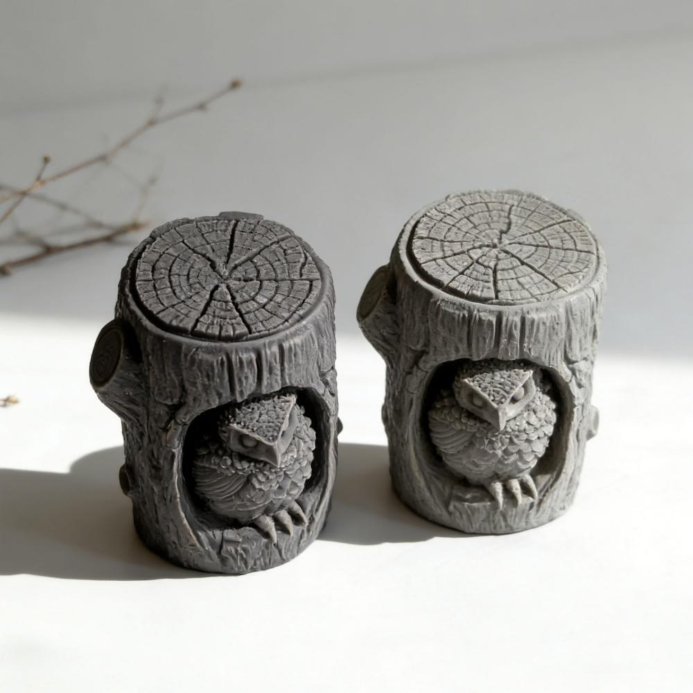 Diy Resin Mould Realistic Aroma Candle Holder Mold Tree Stump Owl Mold High-Quality Plaster Crafts Mold For Home Decoration