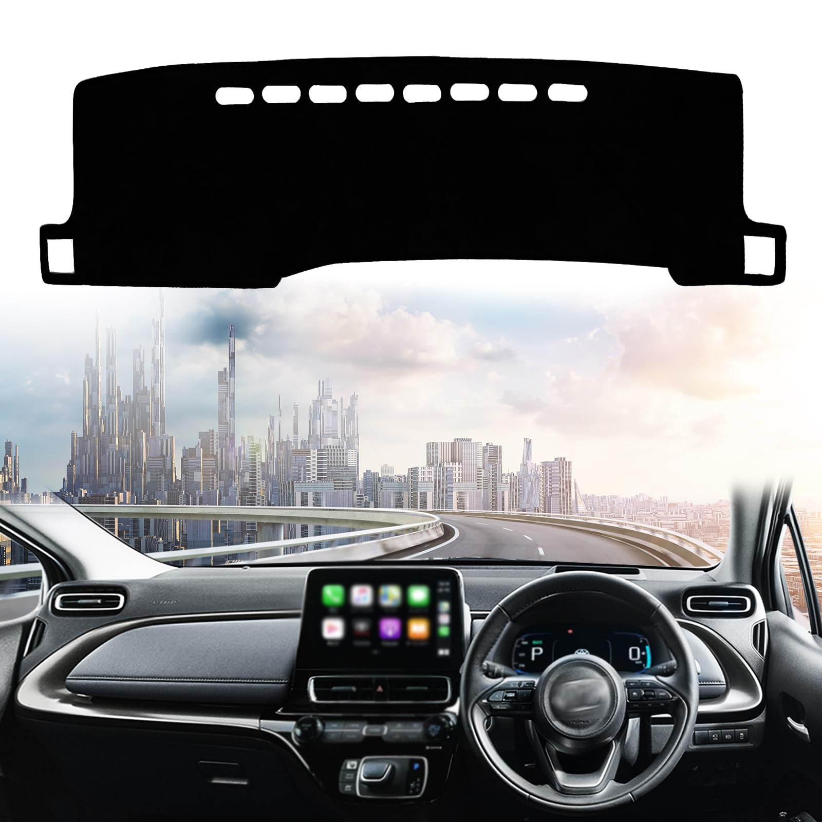 

Totinkle Коврик на приборную панель для Toyota Aqua 10 Series с декабря 2011 по июль 2021 2011 по июль дизайн Защитный чехол для приборной панели Солнцезащитный коврик Жаростойкий