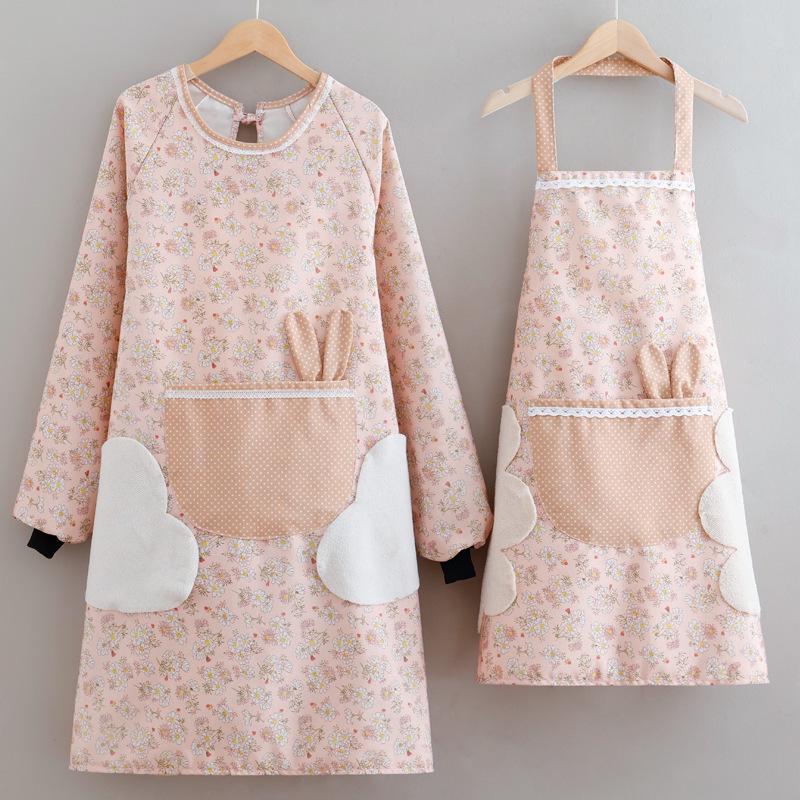 2024 Women's Long Sleeve Waterproof Kitchen Apron - Oil-Proof Coveralls for Home Use