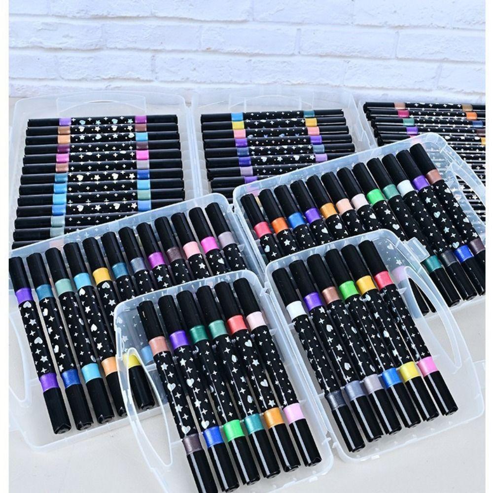 Glitter Colored Marker Pen Soft Head Painting Glitter Pen Colorful Fluorescent Pen  Students Use