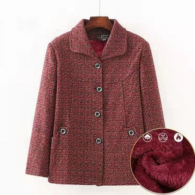 Casaco Grosso de Inverno da Vovó com Veludo Casaco Casual Quente de Lã para Mulheres Idosas de Meia-Idade Outono Tamanho Grande Forro Fino Roupa Exterior