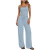 Women's Casual Suit - Solid Color Halter Top, Wide-leg Pants Set