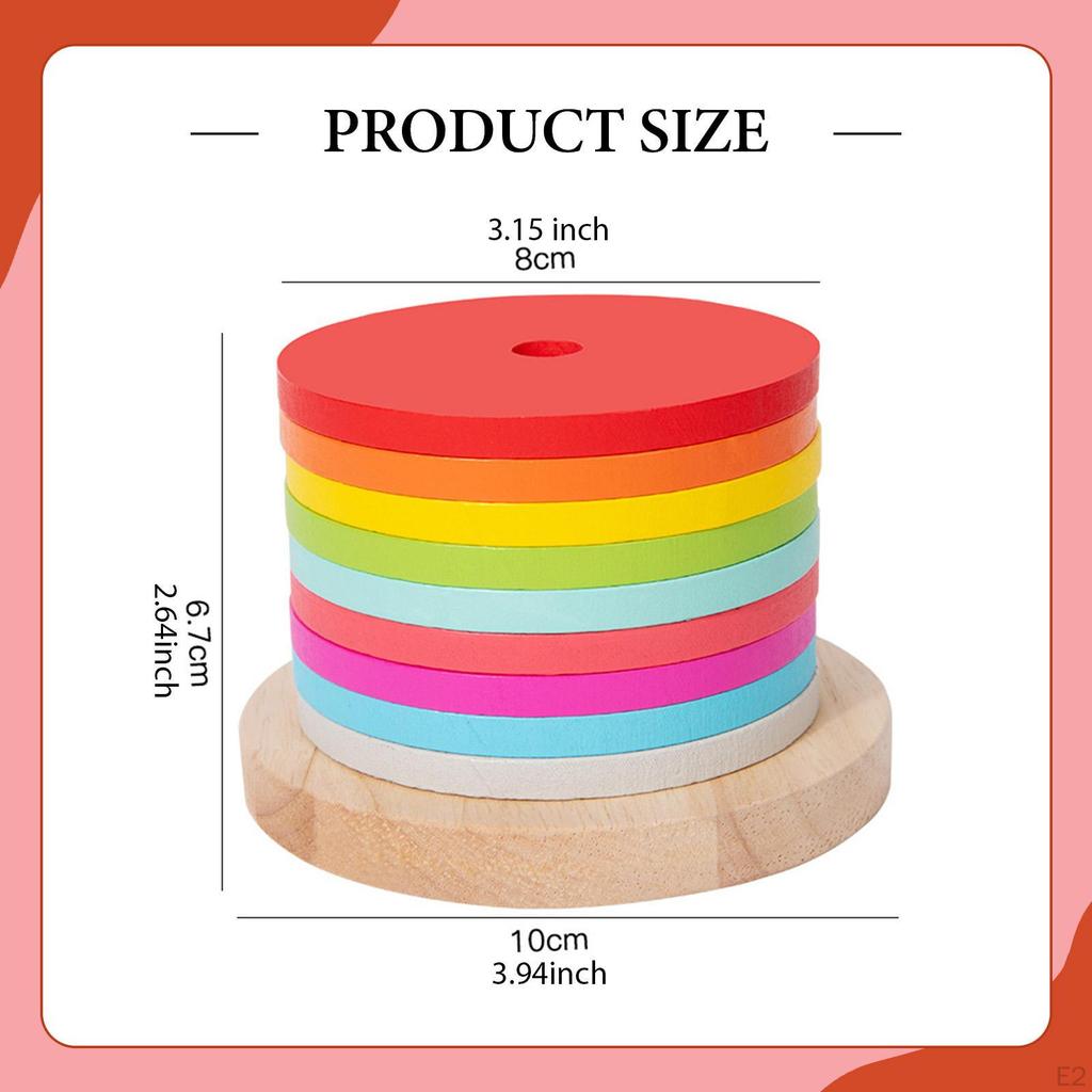 Wooden Sorting Stacking Toy Shape Sorter Puzzles Reusable Multicolor Birthday Round Blocks