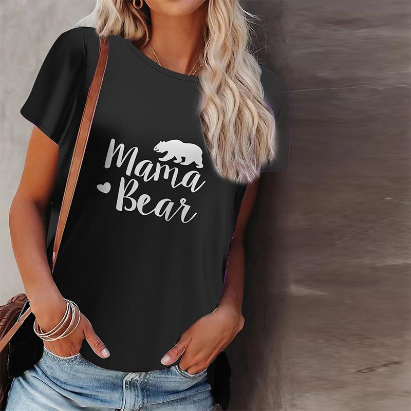 Women Summer T Shirt Woolly Bear Print Short Sleeve Tees Casual Printed Tops