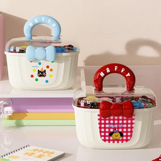 Aufbewahrungsbox für Haaraccessoires Staubdichter Deckel mit Schleifen-Dekor Schichtbehälter für Kinderclips Krawatten