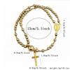Color Crystal Beaded Cross Pendant Double Ring Bracelet, Simple and Versatile Stacked Bead Jewelry