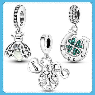 925 sudraba piekariņi ģimenes dzīvības koks, laimīgs āboliņa kulons, pieskaņots modes stila rokassprādzes, rotaslietas