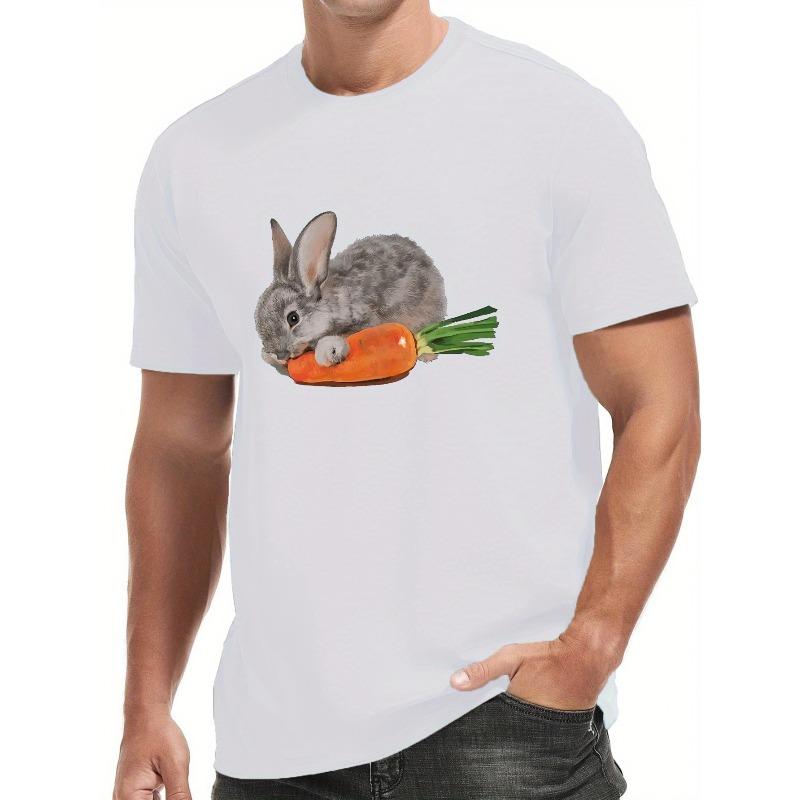 European sizes Rabbit Eats Carrots Men s Short Sleeve T-Shirts Summer Sports Casual Tops S белый