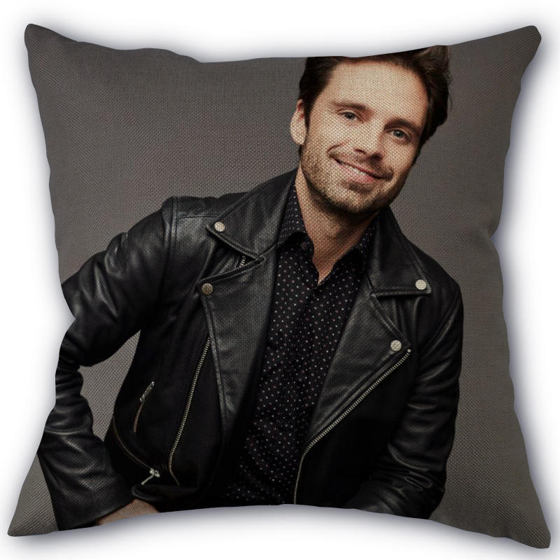45X45cm Pillow Cover Sebastian Stan Home Decorative Pillowcase Square Zipper Cotton Linen Pillow Cases Bedroom 0331
