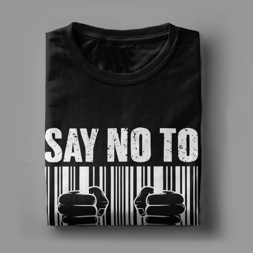 Say No To Digital Id British Men's T Shirts BritCard Protest Privacy Funny Tees Short Sleeve T-Shirt 100% Cotton Adult Clothing