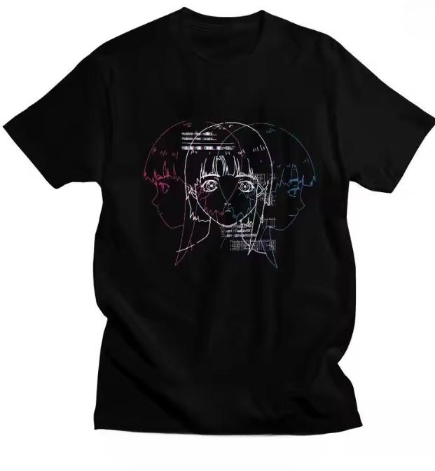 Serial ExperiUnisexts Lain T Shirt Cotton Tshirt Graphic Tshirt Japanese Glitch Aesthetic Unisexga Anime Tees Harajuku Streetwear S